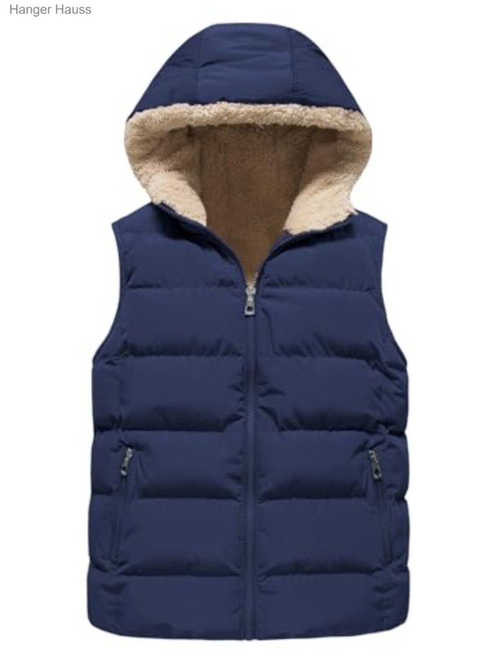 Kids Hooded Puffer Vest Fleece Lined Zip Up Winter Outerwear